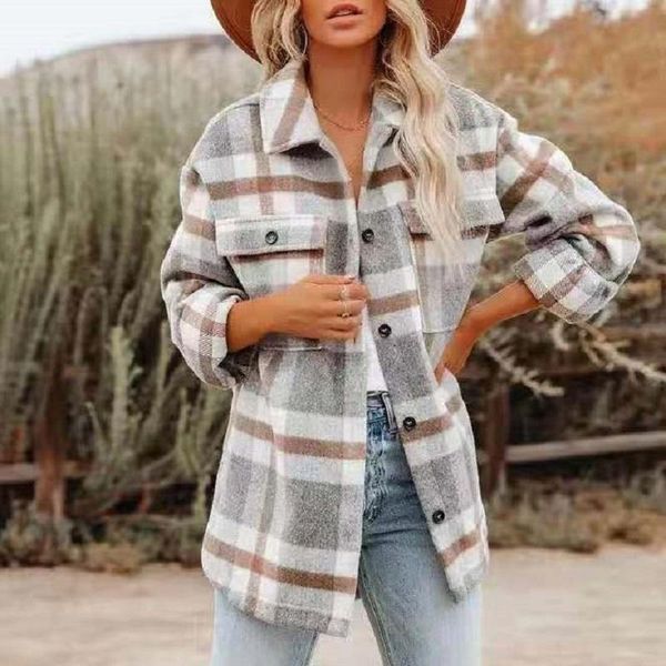 women's jackets women fashion plaid shirt turn-down collar autumn oversized jacket loose coat streetwear female outwear, Black;brown
women's jackets women fashion plaid shirt turn-down collar autumn oversized jacket loose coat streetwear female outwear, Black;brown