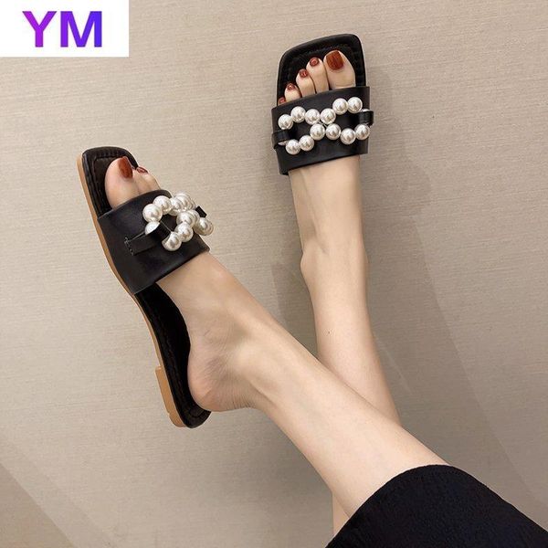 sandals 2021 black beige women summer casual beach shoes pearl ladies fashion flats square toe slides footwear 35-43
sandals 2021 black beige women summer casual beach shoes pearl ladies fashion flats square toe slides footwear 35-43
