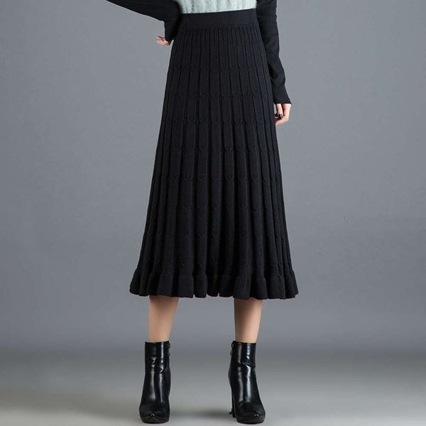 knitted pleated medium length women's 2020 autumn winter long thickened wool high waist a-line skirt, Black;gray
knitted pleated medium length women's 2020 autumn winter long thickened wool high waist a-line skirt, Black;gray