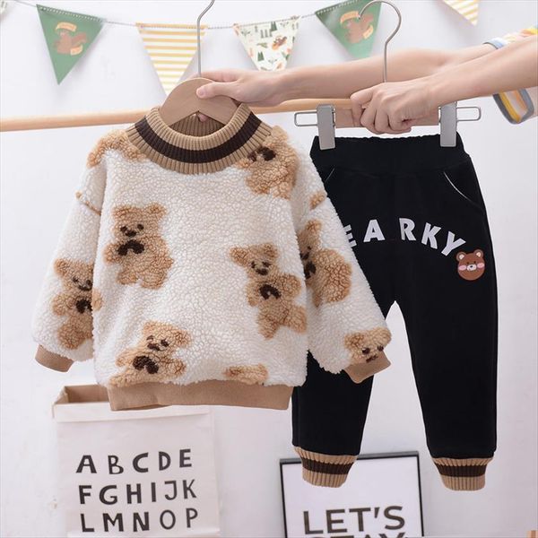 winter boys baby girls thicken cartoon bear clothing kids plus cotton t shirt pants 2pcs sets children warm casual tracksuits, White
winter boys baby girls thicken cartoon bear clothing kids plus cotton t shirt pants 2pcs sets children warm casual tracksuits, White