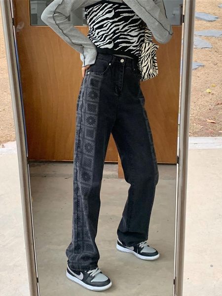 2021 women's fashion black vintage high waist pants with print wide leg baggy jeans 4xl plus size for woman trouser streetwear, Blue
2021 women's fashion black vintage high waist pants with print wide leg baggy jeans 4xl plus size for woman trouser streetwear, Blue