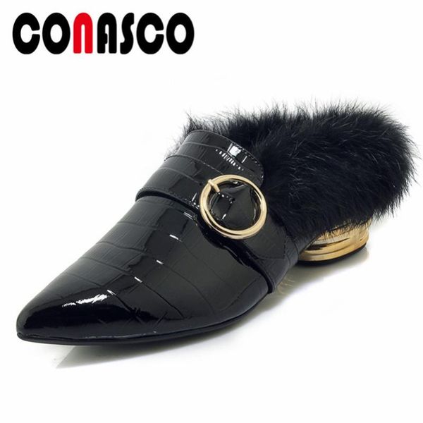 dress shoes conasco women metal decoration high heels pumps fur autumn winter party woman pointed toe buckles slingbacks, Black
dress shoes conasco women metal decoration high heels pumps fur autumn winter party woman pointed toe buckles slingbacks, Black