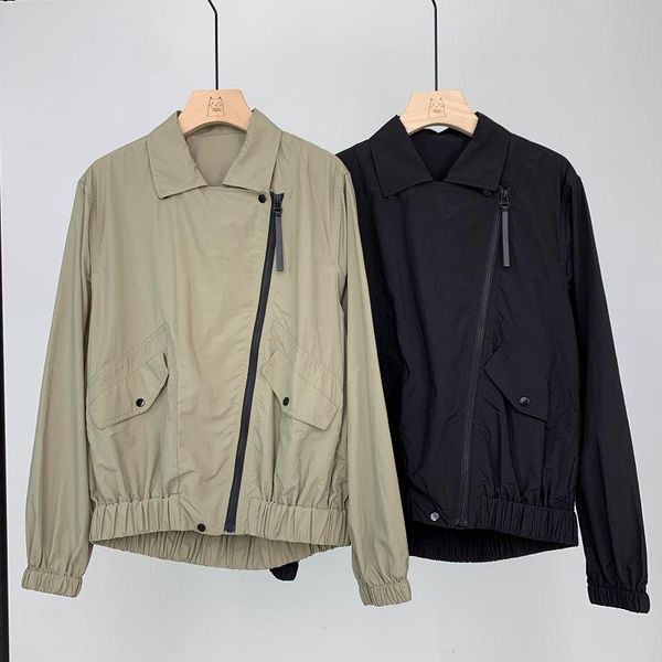 women's jackets product in spring and summer 2021 light weight loose casual jacket with inclined zipper, Black;brown
women's jackets product in spring and summer 2021 light weight loose casual jacket with inclined zipper, Black;brown