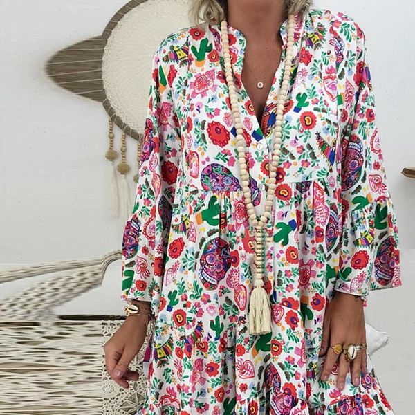 womens ladies loose print three quarter sleeve mini dress summer dress boho print mini sundress v neck ladies clothes, Black;gray
womens ladies loose print three quarter sleeve mini dress summer dress boho print mini sundress v neck ladies clothes, Black;gray