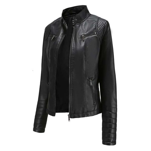 2021 new women faux leather jacket autumn winter long sleeve plus size fashion ladies solid biker coat female casual outwear 3ujx, Black
