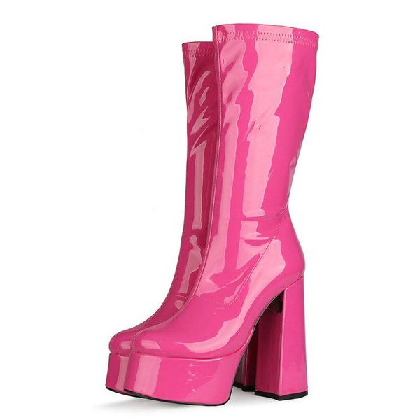 boots 2021 ladies candy color patent leather knee high fashion zipper square heel women's shoes platform four seasons, Black
boots 2021 ladies candy color patent leather knee high fashion zipper square heel women's shoes platform four seasons, Black