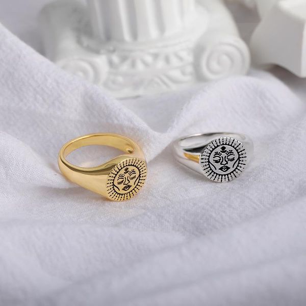 cluster rings aesthetic for women vintage stainless steel sun face punk couple ring fashion exaggeration jewelry gothic accessories gift, Golden;silver
cluster rings aesthetic for women vintage stainless steel sun face punk couple ring fashion exaggeration jewelry gothic accessories gift, Golden;silver