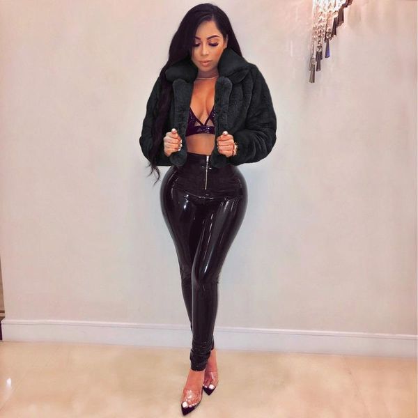 women's fur & faux casual man-made overcoat long sleeve furry slit jacket soft outdoor clothing women, Black
women's fur & faux casual man-made overcoat long sleeve furry slit jacket soft outdoor clothing women, Black