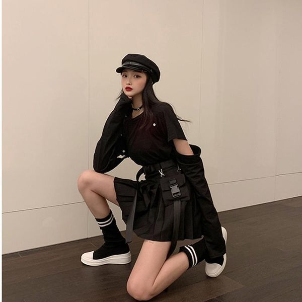 spring street personality style was thin high waist a-line skirt pure black pleated skirt tooling fashion casual student skirt w, Gray
spring street personality style was thin high waist a-line skirt pure black pleated skirt tooling fashion casual student skirt w, Gray