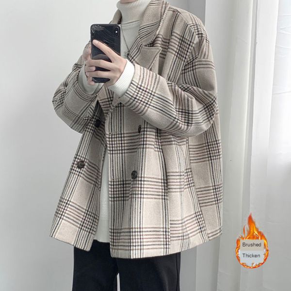 2021 new winter thick plaid men's fashion retro casual oversized men loose korean long woolen coat mens overcoat mpfh, Black
2021 new winter thick plaid men's fashion retro casual oversized men loose korean long woolen coat mens overcoat mpfh, Black