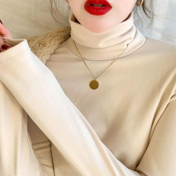 women's t-shirt double-sided german fleece shirt piled high collar bottoming autumn and winter long-sleeved warm clothing, White
women's t-shirt double-sided german fleece shirt piled high collar bottoming autumn and winter long-sleeved warm clothing, White