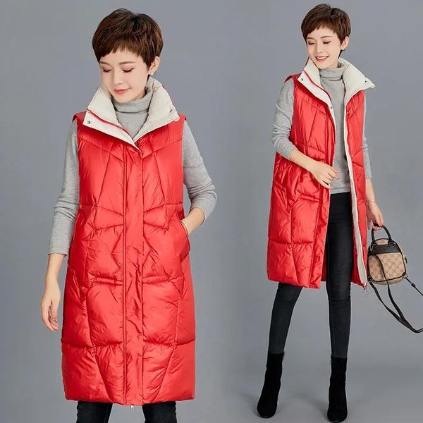 women's vests plus size puffer vest winter fashion sleeveless coat women glossy long overcoat korean stand collar down thick waistcoat, Black;white
women's vests plus size puffer vest winter fashion sleeveless coat women glossy long overcoat korean stand collar down thick waistcoat, Black;white