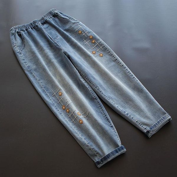 spring new women jeans elastic waist embroidery loose 2021 pockets mori girl vintage fashion denim trousers female, Blue
spring new women jeans elastic waist embroidery loose 2021 pockets mori girl vintage fashion denim trousers female, Blue