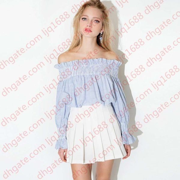 europe and the united states cold wind girl shoulder strapless striped doll shirt long sleeve shirt, White
europe and the united states cold wind girl shoulder strapless striped doll shirt long sleeve shirt, White