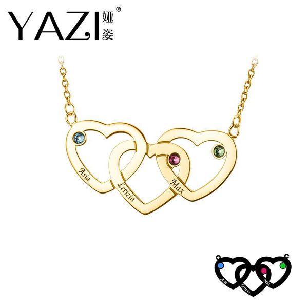pendant necklaces yazi unique three heart necklace with name and birthstone family gold color copper engraved jewelry gift, Silver
pendant necklaces yazi unique three heart necklace with name and birthstone family gold color copper engraved jewelry gift, Silver