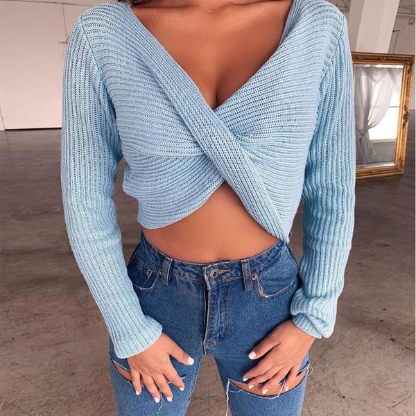 women's sweaters sweater short chest cross exposed navel irregular, White;black
women's sweaters sweater short chest cross exposed navel irregular, White;black