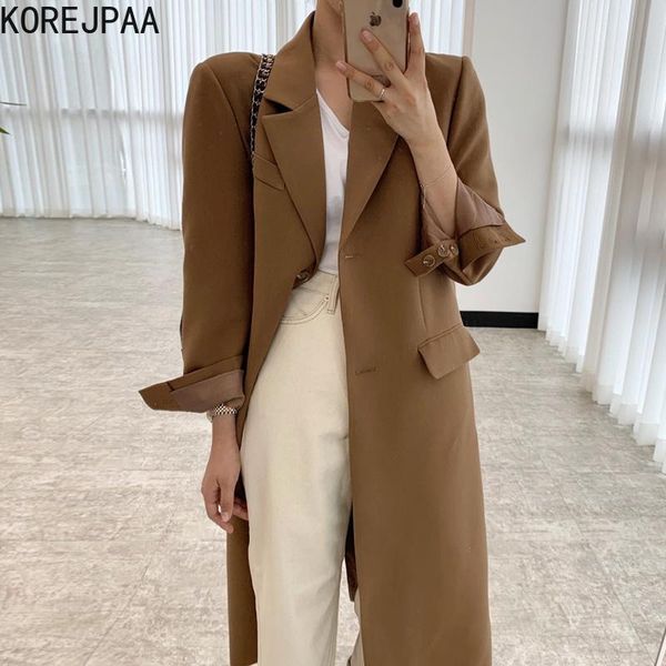 women's trench coats korejpaa women jacket 2021 autumn korean chic elegant temperament lapel design two-button loose long sleeve mid-le, Tan;black
women's trench coats korejpaa women jacket 2021 autumn korean chic elegant temperament lapel design two-button loose long sleeve mid-le, Tan;black