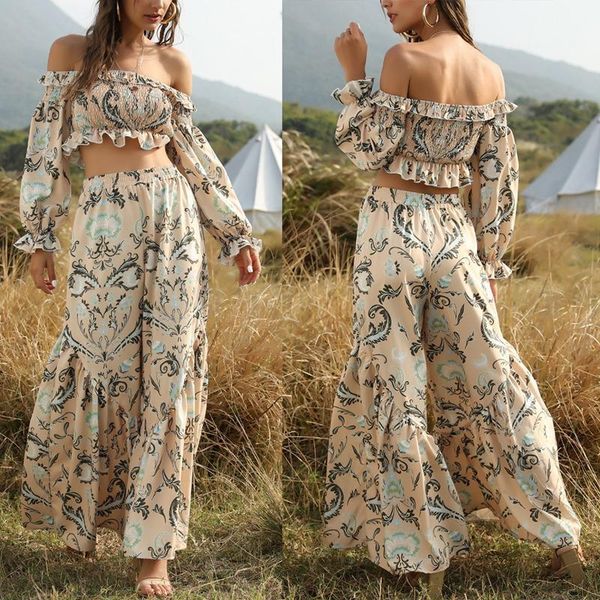 fashion boho summer women set high waist tracksuit long sleeve strapless short 2 pieces print two piece dress, White
fashion boho summer women set high waist tracksuit long sleeve strapless short 2 pieces print two piece dress, White