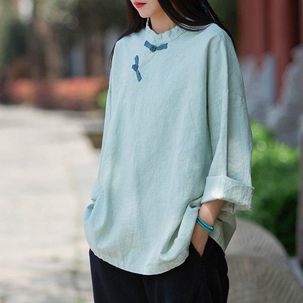 women's blouses & shirts fairynatural ladies chinese style and stand long sleeve women cotton linen plus size 2021 summer autumn, White
women's blouses & shirts fairynatural ladies chinese style and stand long sleeve women cotton linen plus size 2021 summer autumn, White