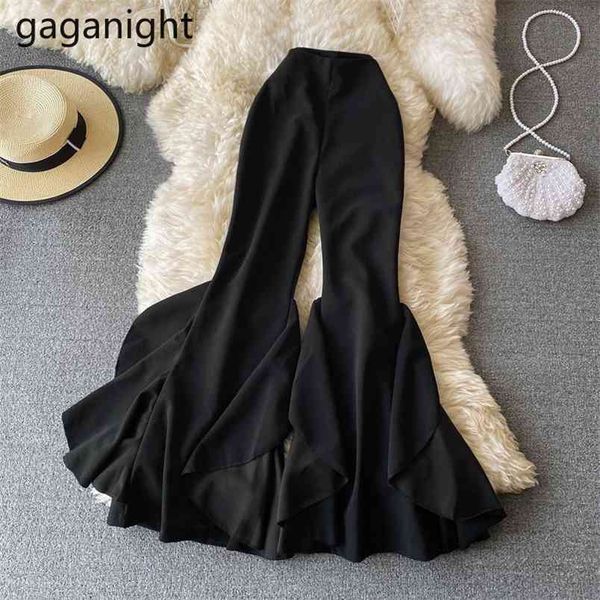 women flare pant high waist plus size black pantalon elegant office lady fashion solid ruffles pants chic 210601, Black;white
women flare pant high waist plus size black pantalon elegant office lady fashion solid ruffles pants chic 210601, Black;white