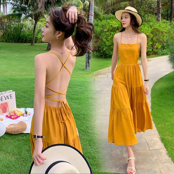 casual dresses women's summer spaghetti strap backlees midi dress 2021 holiday beach chiffon a line streetwear sundress, Black;gray
casual dresses women's summer spaghetti strap backlees midi dress 2021 holiday beach chiffon a line streetwear sundress, Black;gray