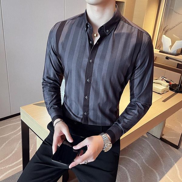 men's casual shirts 2021 men striped shirt autumn long sleeve slim business dress social office male clothing streetwear party tuxedo, White;black
men's casual shirts 2021 men striped shirt autumn long sleeve slim business dress social office male clothing streetwear party tuxedo, White;black