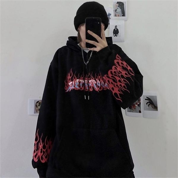 women's hoodie sweatshirt anime harajuku loose thick coat hoody tracksuit clothes clothing flame print hoodie kawaii 210809, Black
women's hoodie sweatshirt anime harajuku loose thick coat hoody tracksuit clothes clothing flame print hoodie kawaii 210809, Black