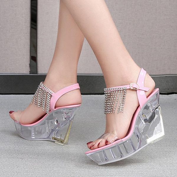 sandals women wedge heel 10cm nightclub high heels flower shoes catwalk pole dancing crystal soles large size 34-43, Black
sandals women wedge heel 10cm nightclub high heels flower shoes catwalk pole dancing crystal soles large size 34-43, Black