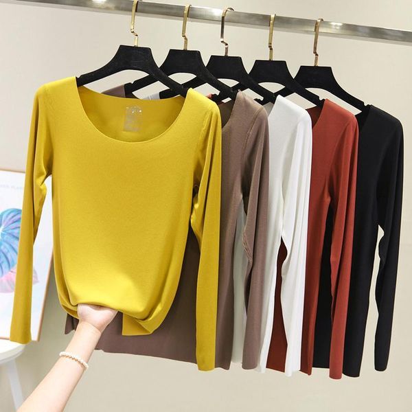 women's t-shirt modal long-sleeved women spring and summer slim seamless large size round neck simple solid color p3 1100, White
women's t-shirt modal long-sleeved women spring and summer slim seamless large size round neck simple solid color p3 1100, White