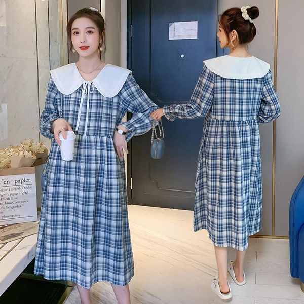 maternity dresses 911# dress spring autumn cotton long sleeves turn down collar plaid loose stylish for pregnant women, White
maternity dresses 911# dress spring autumn cotton long sleeves turn down collar plaid loose stylish for pregnant women, White