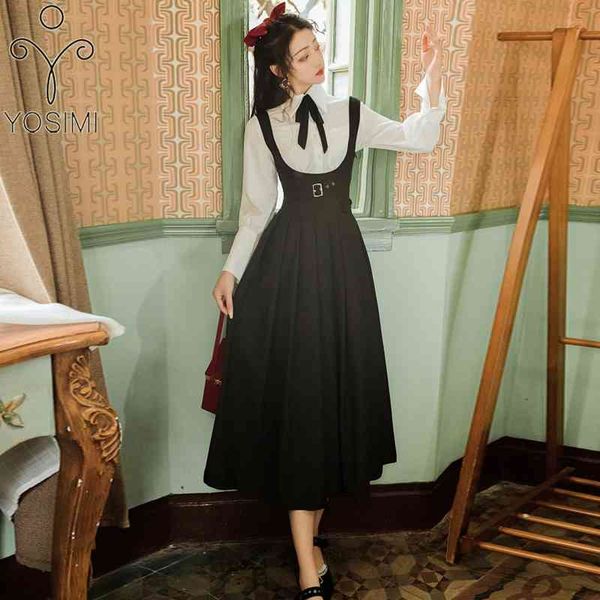 yosimi 2 piece outfits autumn winter women full sleeve lantern white shirt and black strap dress skirt set mid-calf 210604
yosimi 2 piece outfits autumn winter women full sleeve lantern white shirt and black strap dress skirt set mid-calf 210604