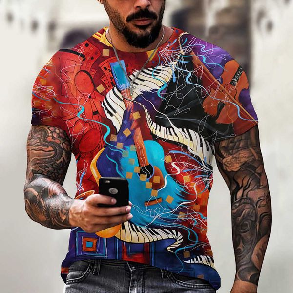 2021 summer t-shirt 3d digital music series printed street trend men's sports short sleeve t-shirt breathable spring wear, White;black
2021 summer t-shirt 3d digital music series printed street trend men's sports short sleeve t-shirt breathable spring wear, White;black