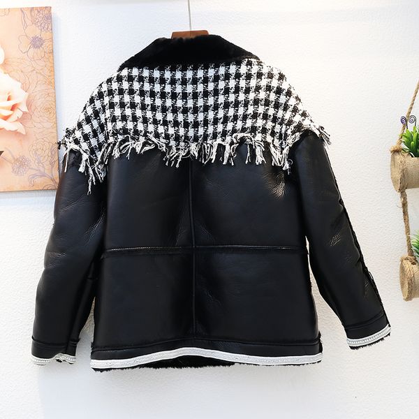 black houndstooth splicing jacket women winter thick warm lamb fur leather coat locomotive loose short outerwear female moj4
black houndstooth splicing jacket women winter thick warm lamb fur leather coat locomotive loose short outerwear female moj4