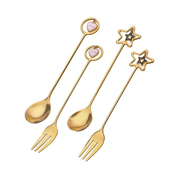 spoons golden stainless steel creative star pendant spoon heart shaped coffee mix point gift fork box
spoons golden stainless steel creative star pendant spoon heart shaped coffee mix point gift fork box