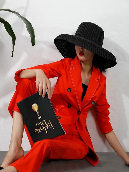 women's two piece pants fashion suit autumn professional wear casual temperament double-breasted orange + two-piece set, White
women's two piece pants fashion suit autumn professional wear casual temperament double-breasted orange + two-piece set, White