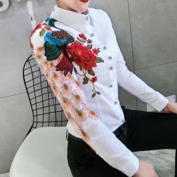 autumn new fashion heavy work embroidered peacock shirt women long sleeved lapel peony slim 100% cotton blouse drop shipping, White
autumn new fashion heavy work embroidered peacock shirt women long sleeved lapel peony slim 100% cotton blouse drop shipping, White