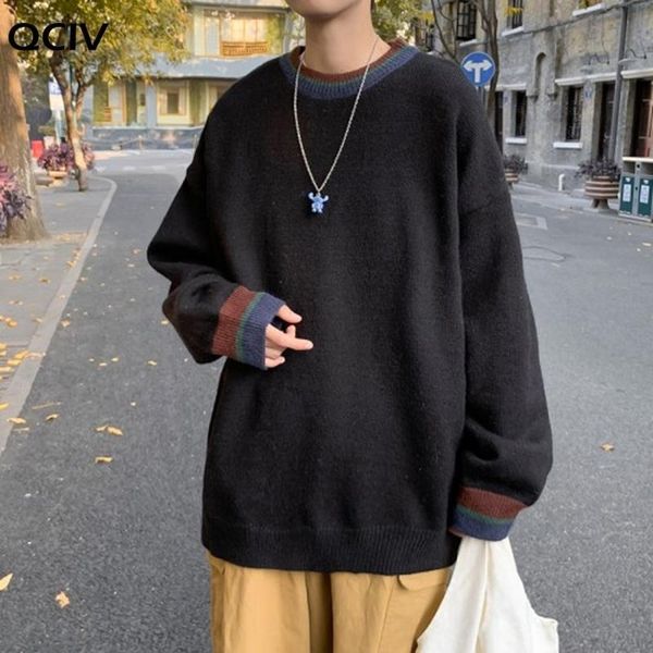 men pullovers knitted sweater patchwork loose casual autumn winter o-neck korean style fashion leisure streetwear, White;black
men pullovers knitted sweater patchwork loose casual autumn winter o-neck korean style fashion leisure streetwear, White;black