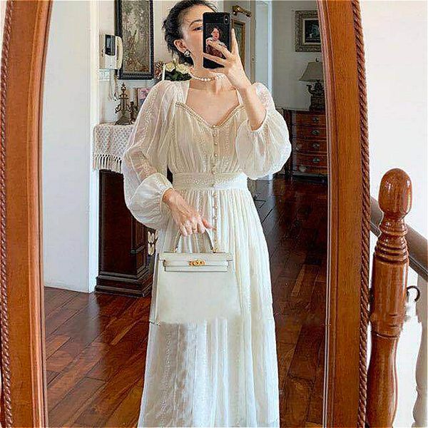 french elegant long fairy dress full sleeves women square collar vintage dress party wedding one piece spring womens clothing, Black;gray
french elegant long fairy dress full sleeves women square collar vintage dress party wedding one piece spring womens clothing, Black;gray