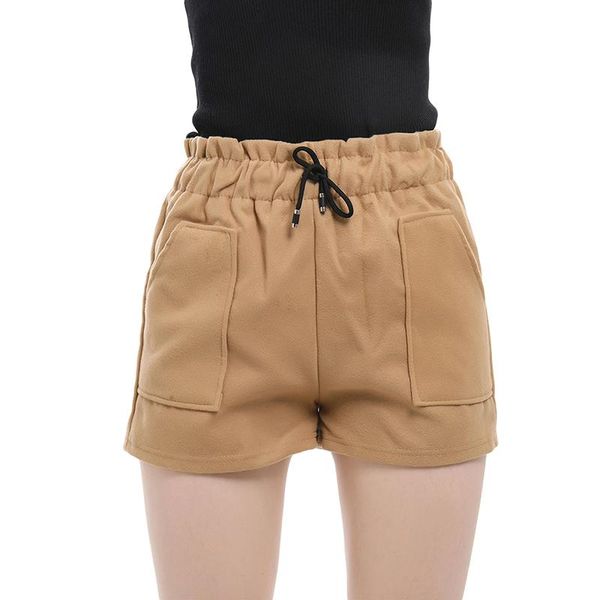 women's shorts women autumn and winter high waist solid casual loose thick warm elastic pocket, White;black
women's shorts women autumn and winter high waist solid casual loose thick warm elastic pocket, White;black