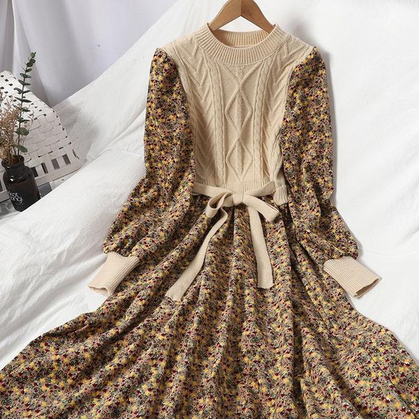 casual dresses autumn winter sweater for women splicing pullover bandage slim knitting dress sweet corduroy floral print vestido, Black;gray
casual dresses autumn winter sweater for women splicing pullover bandage slim knitting dress sweet corduroy floral print vestido, Black;gray