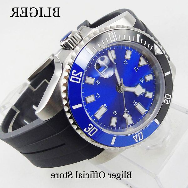 bliger sterile men's watch sapphire glass 40mm wristwatch auto date automatic movement black blue bezel, Slivery;brown
bliger sterile men's watch sapphire glass 40mm wristwatch auto date automatic movement black blue bezel, Slivery;brown