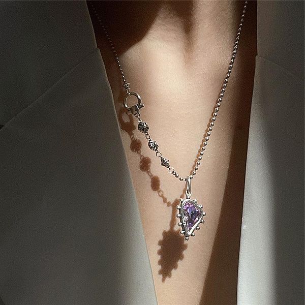pendant necklaces korean vintage purple crystal irregular heart for women girl metal round bead chain necklace fashion jewelry, Silver
pendant necklaces korean vintage purple crystal irregular heart for women girl metal round bead chain necklace fashion jewelry, Silver