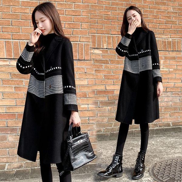 women's wool & blends black woolen coat long autumn and winter houndstooth hepburn coats jackets women
women's wool & blends black woolen coat long autumn and winter houndstooth hepburn coats jackets women