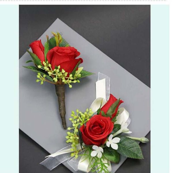 decorative flowers & wreaths 6pcs/lot diy pretty red corsage&wrist bridesmaids decorate corsage wrist party ceremony ladies
