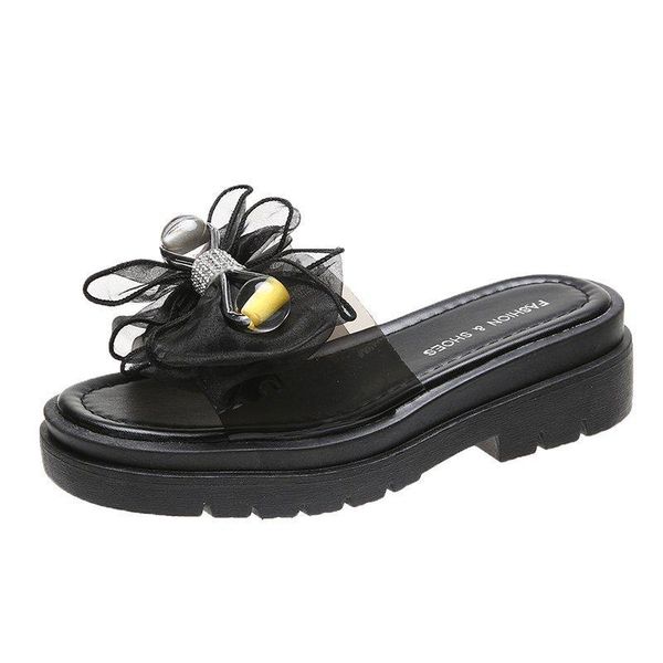 slippers summer women's fashion all-match bowknot decoration sweet thick-soled open toe small fresh, Black
slippers summer women's fashion all-match bowknot decoration sweet thick-soled open toe small fresh, Black