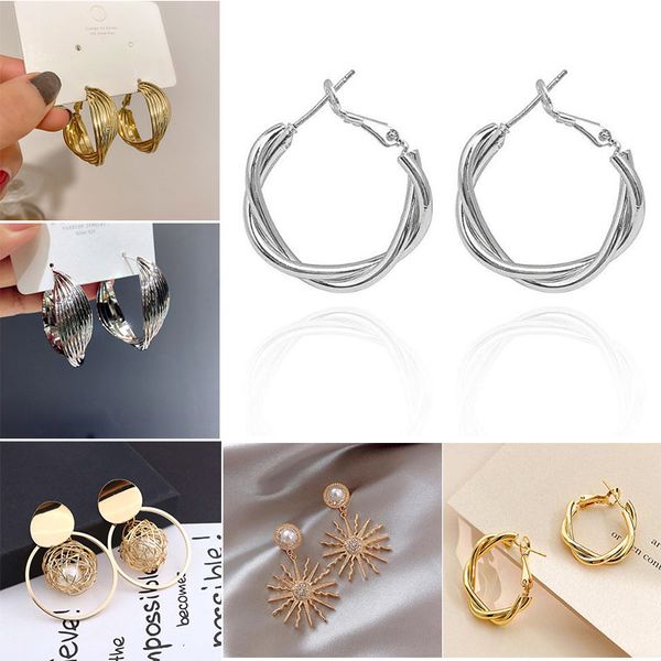 statement clips ear rings metal round pearl geometric earring for women hanging earrings modern jewelry 6 styles, Silver
statement clips ear rings metal round pearl geometric earring for women hanging earrings modern jewelry 6 styles, Silver