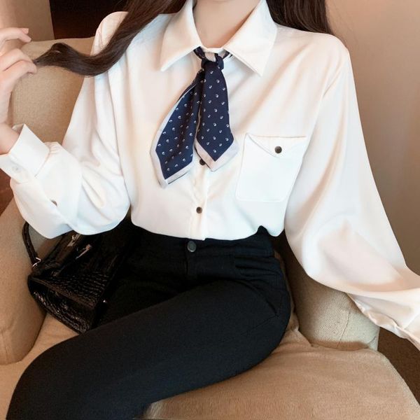 women's blouses & shirts chiffon ladies lace women blusas feminine 2021 spring bow collar pocket solid color shirt 967h, White
women's blouses & shirts chiffon ladies lace women blusas feminine 2021 spring bow collar pocket solid color shirt 967h, White