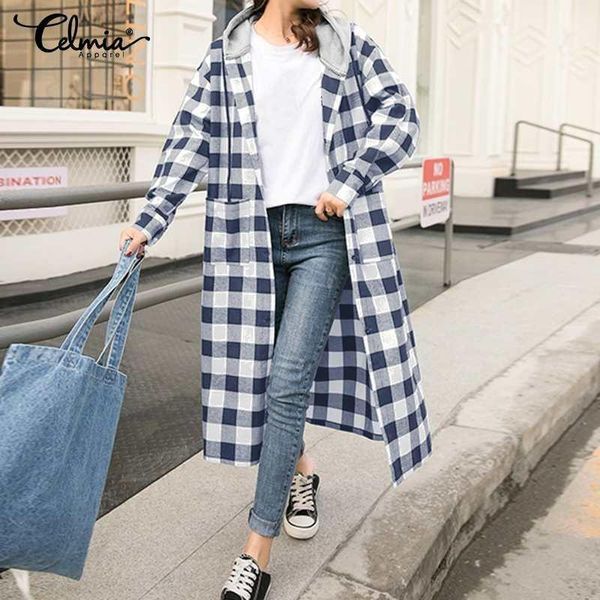 coat celmia women plaid print long coats 2021 autumn casual hooded outwear female jackets korean sleeve office s-5xl women's, Black;brown
coat celmia women plaid print long coats 2021 autumn casual hooded outwear female jackets korean sleeve office s-5xl women's, Black;brown