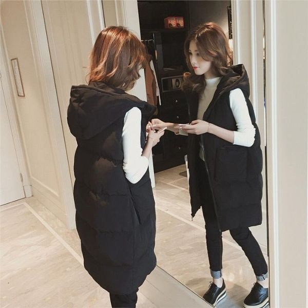 women's vests autumn and winter large middle long down cotton vest thickened loose coat, Black;white
women's vests autumn and winter large middle long down cotton vest thickened loose coat, Black;white
