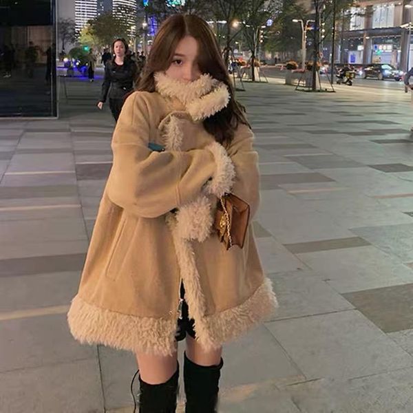 women's jackets fashion faux wool fur coat female autumn 2021 warm women jacket korean street coats veste femme zjt1849, Black;brown
women's jackets fashion faux wool fur coat female autumn 2021 warm women jacket korean street coats veste femme zjt1849, Black;brown